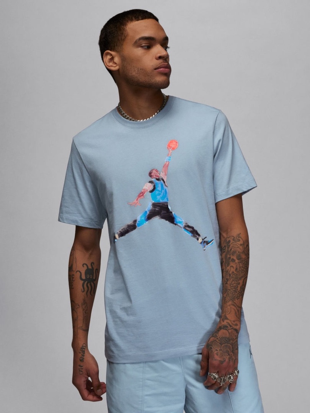Jordan Jumpman Watercolor Crew Tee - Blue Grey - 2XL